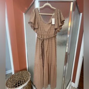 NWT Sim & Sam Tan Textured Maxi Dress